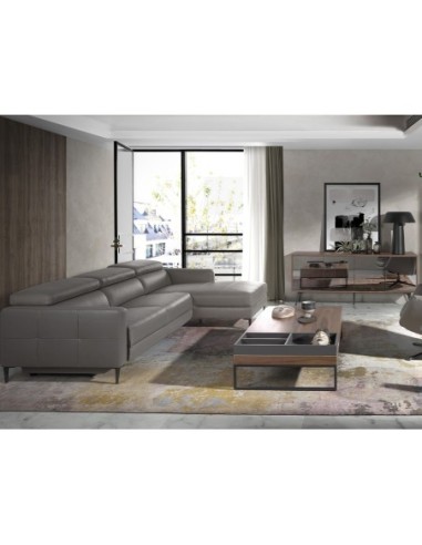 Sofá chaise longue relax derecha piel gris oscuro