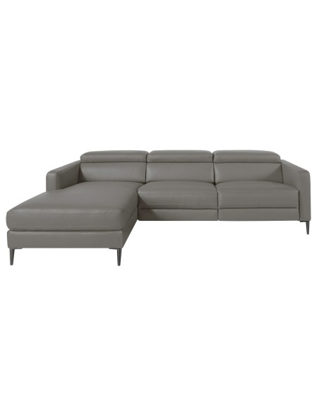 Sofá chaise longue relax derecha piel gris oscuro