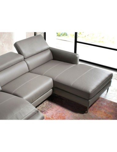 Sofá chaise longue relax derecha piel gris oscuro
