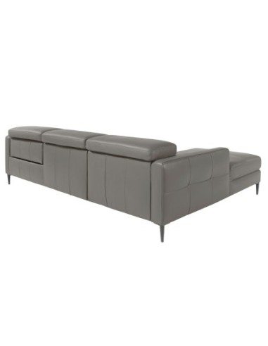 Sofá chaise longue relax derecha piel gris oscuro