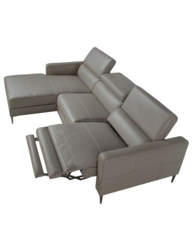 Sofá chaise longue relax derecha piel gris oscuro