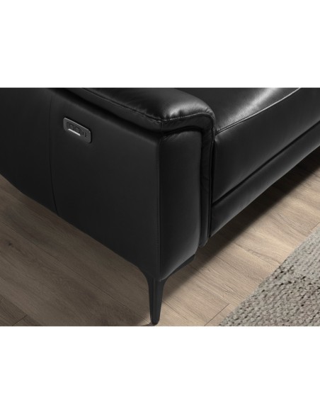 Sofá chaise longue relax derecha piel negro
