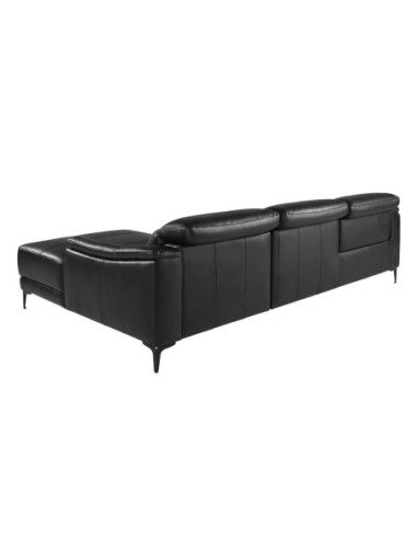 Sofá chaise longue relax derecha piel negro