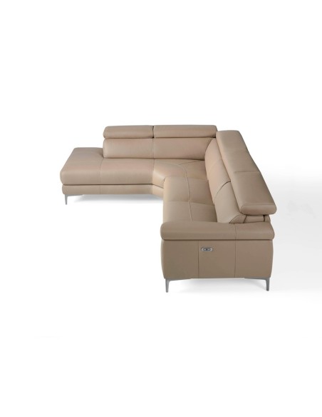 Sofá chaise longue relax derecha piel visón