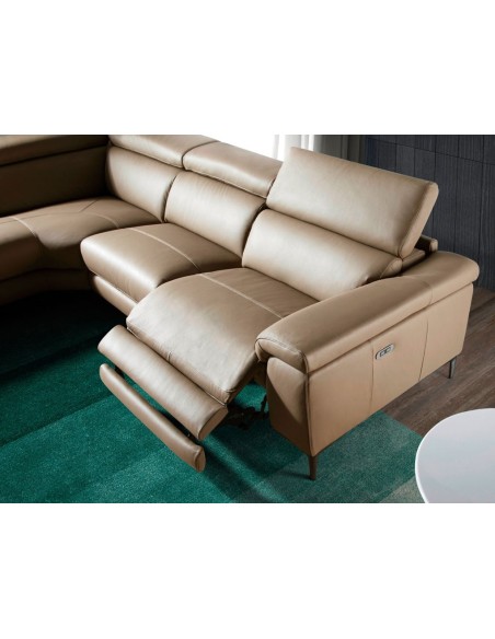 Sofá chaise longue relax derecha piel visón