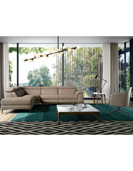 Sofá chaise longue relax derecha piel visón