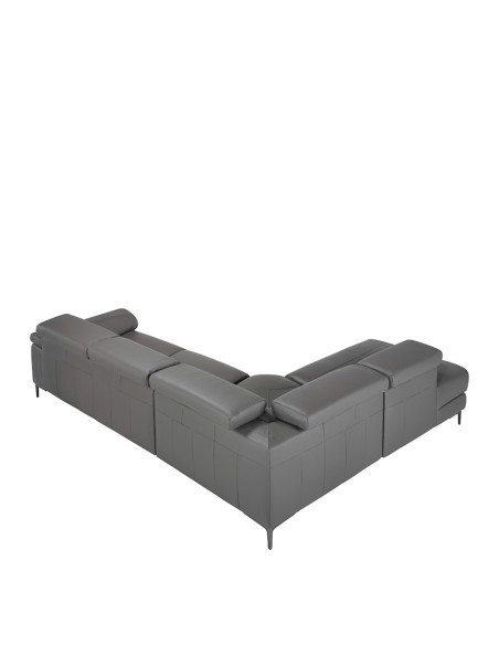 Sofá chaise longue relax izquierda piel gris oscuro