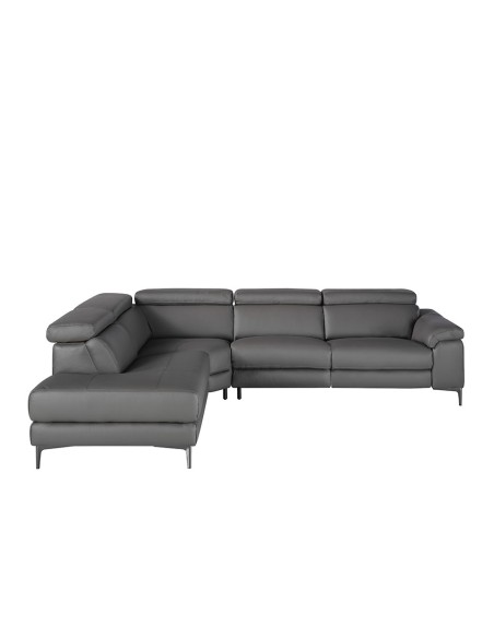 Sofá chaise longue relax izquierda piel gris oscuro