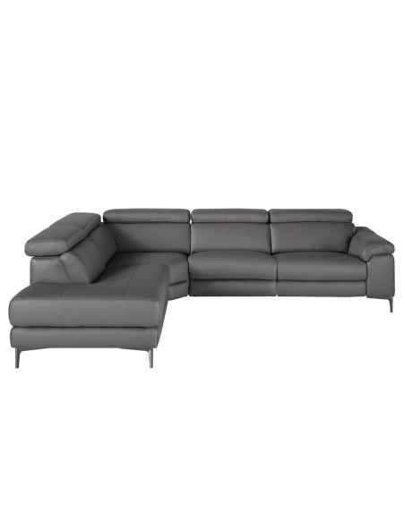 Sofá chaise longue relax izquierda piel gris oscuro