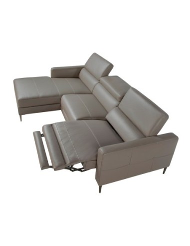 Sofá chaise longue relax izquierda piel gris...