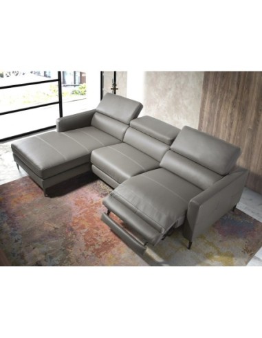 Sofá chaise longue relax izquierda piel gris...
