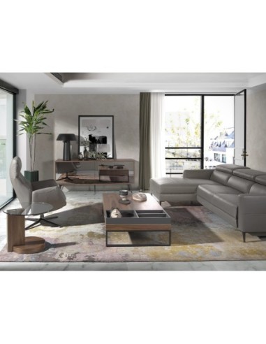 Sofá chaise longue relax izquierda piel gris...