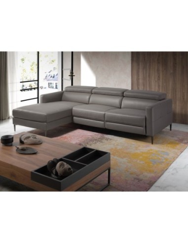 Sofá chaise longue relax izquierda piel gris...
