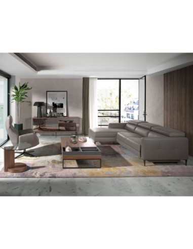 Sofá chaise longue relax izquierda piel gris...