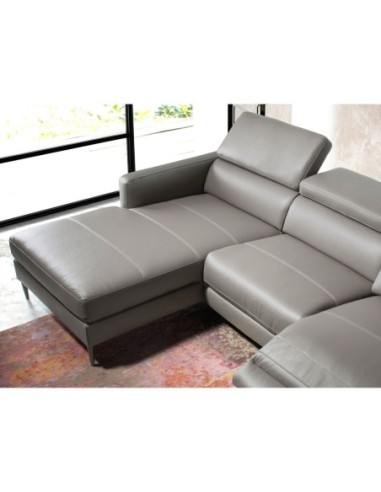 Sofá chaise longue relax izquierda piel gris...