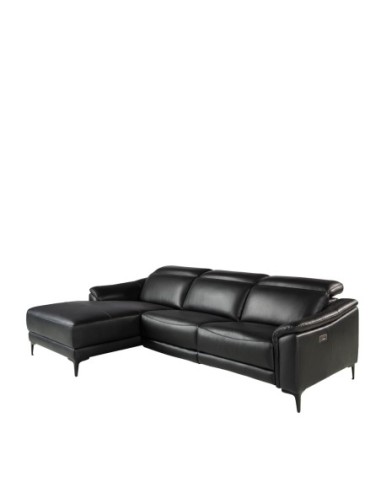 Sofá chaise longue relax izquierda piel negro