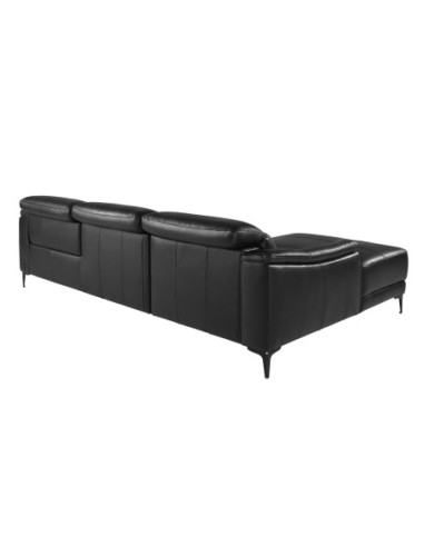 Sofá chaise longue relax izquierda piel negro