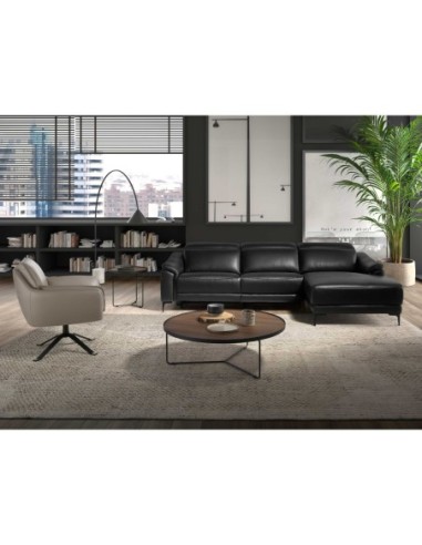 Sofá chaise longue relax izquierda piel negro