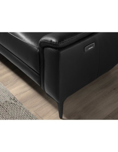 Sofá chaise longue relax izquierda piel negro