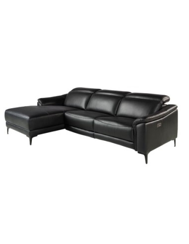 Sofá chaise longue relax izquierda piel negro