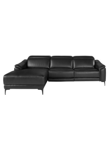 Sofá chaise longue relax izquierda piel negro