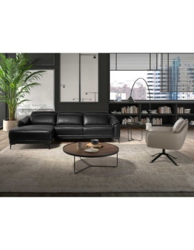Sofá chaise longue relax izquierda piel negro