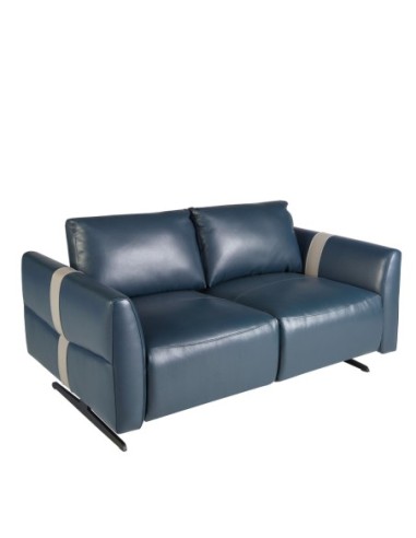 Sofá relax 2 plazas piel azul