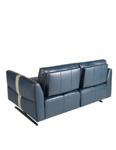 Sofá relax 2 plazas piel azul