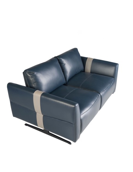 Sofá relax 2 plazas piel azul