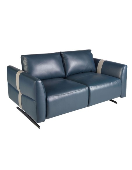 Sofá relax 2 plazas piel azul