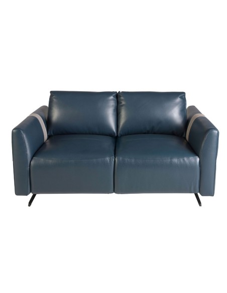Sofá relax 2 plazas piel azul