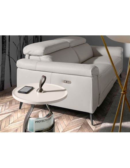 Sofá relax 2 plazas piel gris