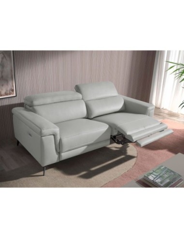Sofá relax 2 plazas piel gris