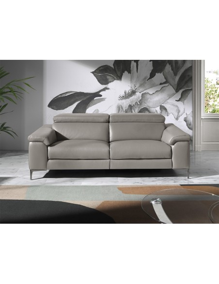 Sofá relax 2 plazas piel gris oscuro