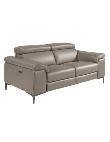 Sofá relax 2 plazas piel gris oscuro