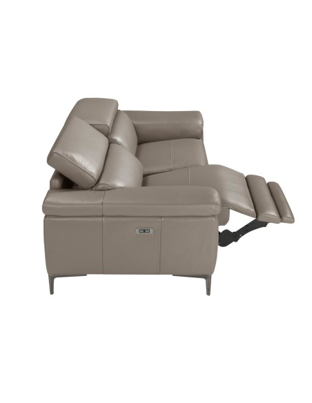 Sofá relax 2 plazas piel gris oscuro