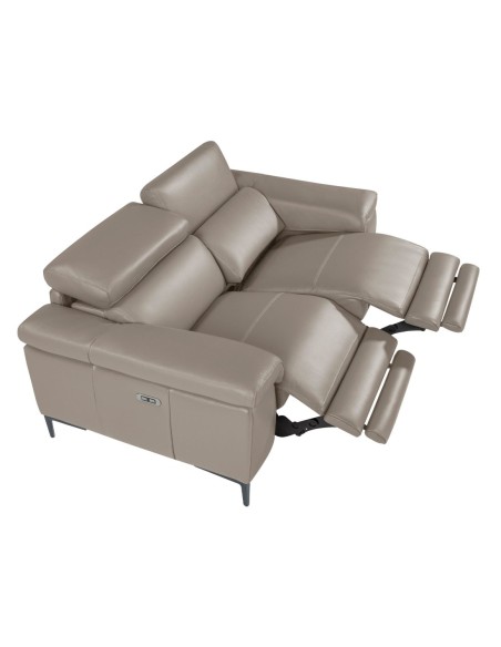 Sofá relax 2 plazas piel gris oscuro