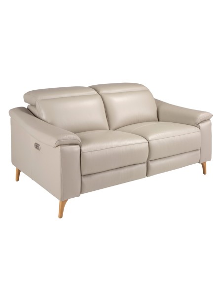 Sofá relax 2 plazas piel gris taupe