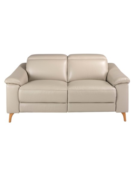 Sofá relax 2 plazas piel gris taupe