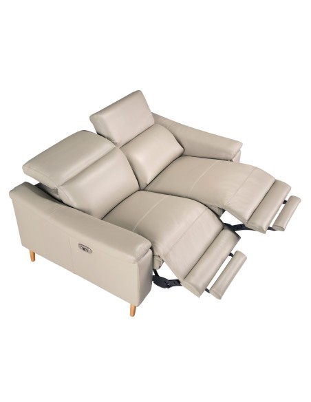Sofá relax 2 plazas piel gris taupe