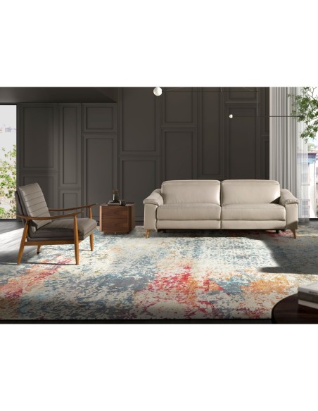 Sofá relax 2 plazas piel gris taupe