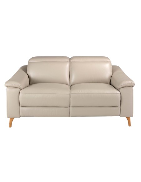 Sofá relax 2 plazas piel gris taupe