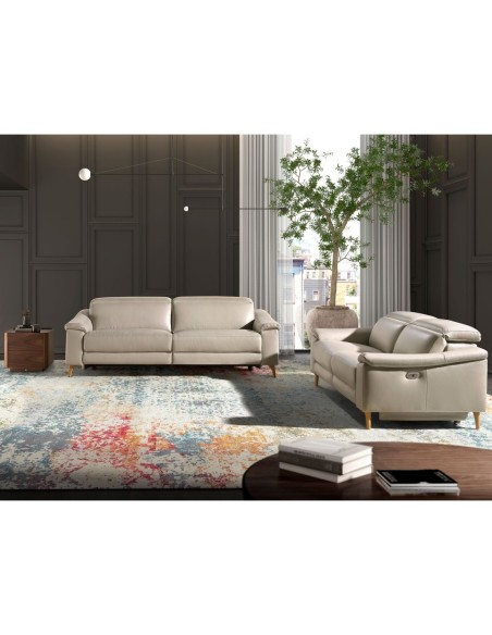 Sofá relax 2 plazas piel gris taupe