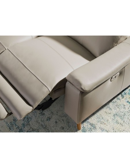 Sofá relax 2 plazas piel gris taupe