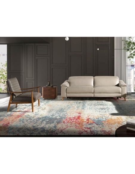 Sofá relax 2 plazas piel gris taupe