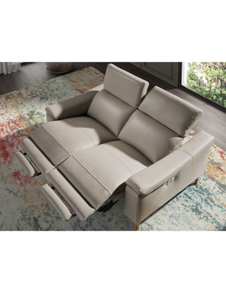 Sofá relax 2 plazas piel gris taupe
