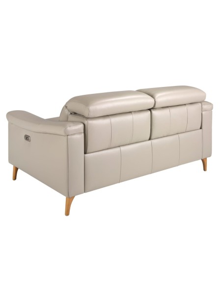 Sofá relax 2 plazas piel gris taupe