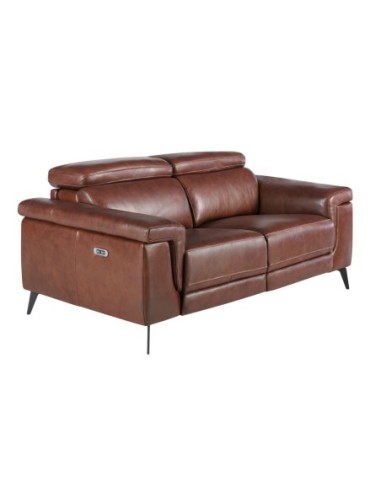 Sofá relax 2 plazas piel marrón
