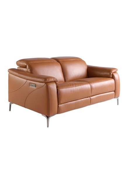 Sofá relax 2 plazas piel marrón
