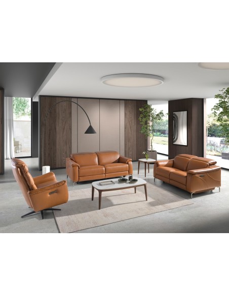 Sofá relax 2 plazas piel marrón